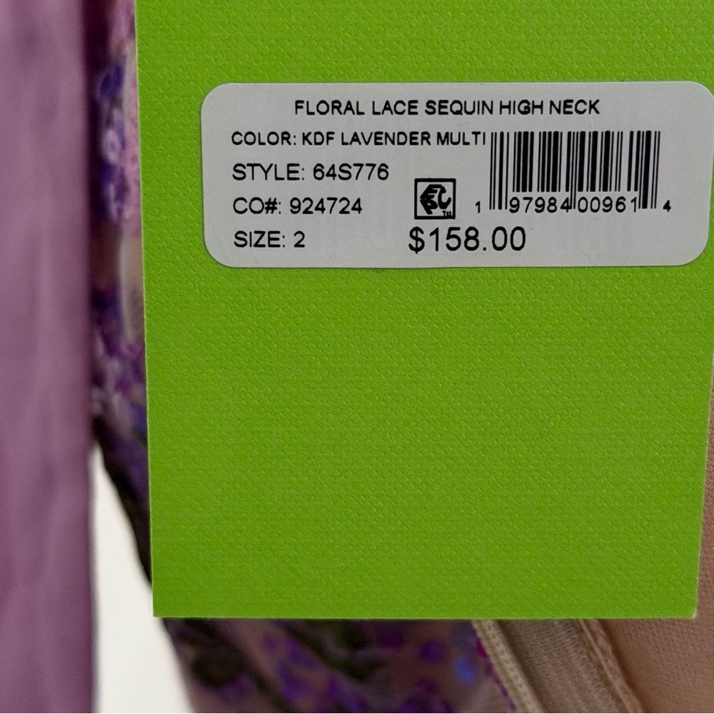 Sam Edelman Lavender Floral Lace Sequin High Neck Dress Small Formal Cocktail - Picture 9 of 16
